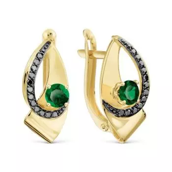 Серьги с изумрудами и бриллиантами Линии Любви