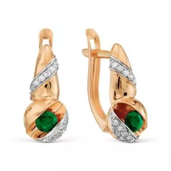 Серьги с изумрудами и бриллиантами Линии Любви