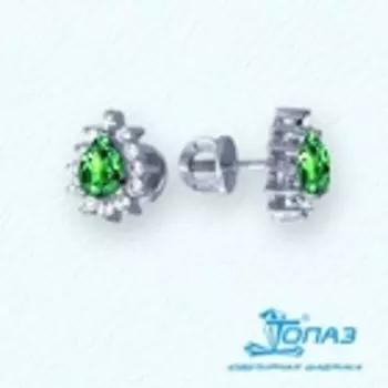 Серьги с изумрудами и бриллиантами Линии Любви