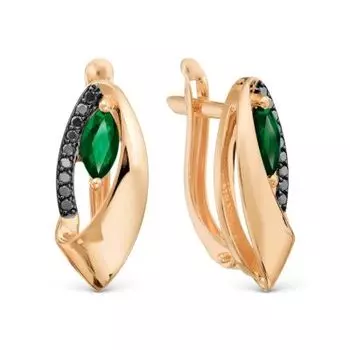 Серьги с изумрудами и бриллиантами Линии Любви