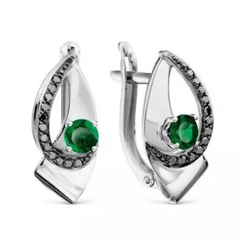 Серьги с изумрудами и бриллиантами Линии Любви