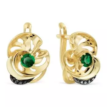 Серьги с изумрудами и бриллиантами Линии Любви