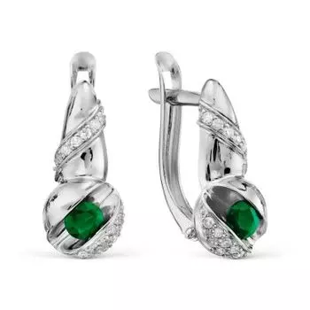Серьги с изумрудами и бриллиантами Линии Любви