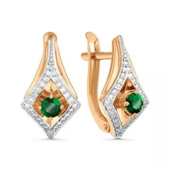 Серьги с изумрудами и бриллиантами Линии Любви