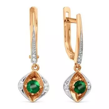 Серьги с изумрудами и бриллиантами Линии Любви