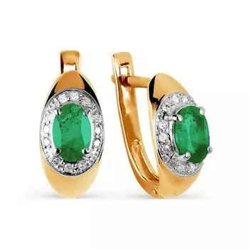 Серьги с изумрудами и бриллиантами Линии Любви