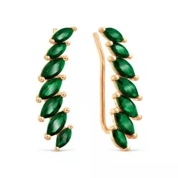 Серьги с изумрудами искусственными Линии Любви