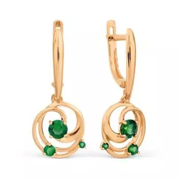 Серьги с изумрудами искусственными Линии Любви