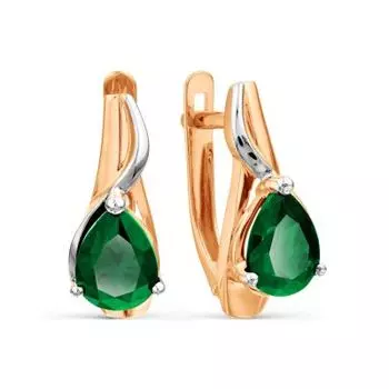 Серьги с изумрудами искусственными Линии Любви