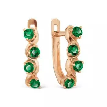 Серьги с изумрудами искусственными Линии Любви