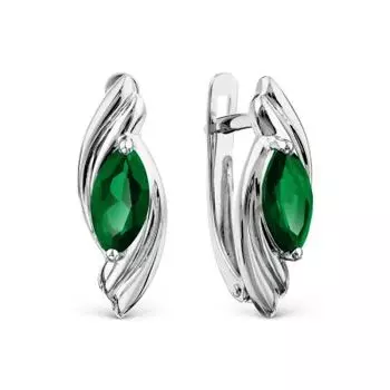 Серьги с изумрудами искусственными Линии Любви