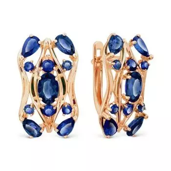 Серьги с изумрудами искусственными Линии Любви