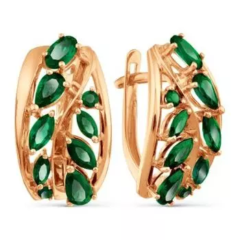 Серьги с изумрудами искусственными Линии Любви