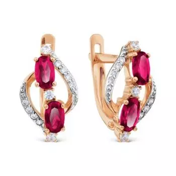 Серьги с корундами и фианитами Линии Любви