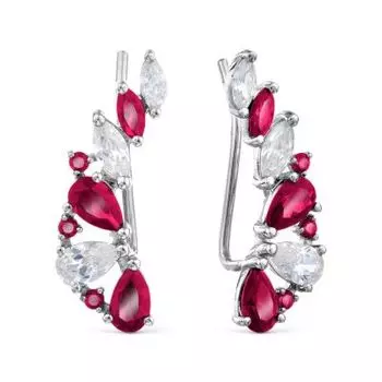 Серьги с корундами и фианитами Линии Любви