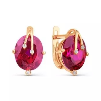 Серьги с корундами и фианитами Линии Любви