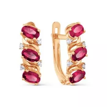 Серьги с корундами и фианитами Линии Любви