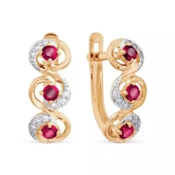 Серьги с корундами и фианитами Линии Любви