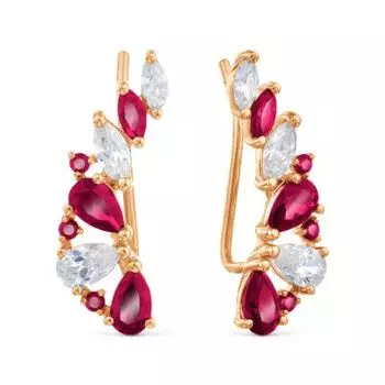 Серьги с корундами и фианитами Линии Любви