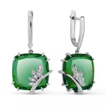 Серьги с кварцем и фианитами Линии Любви