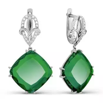 Серьги с кварцем и фианитами Линии Любви