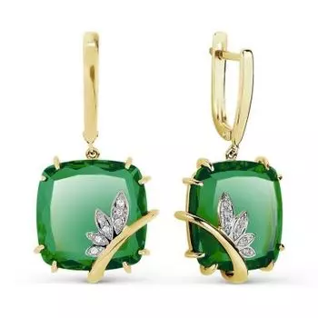 Серьги с кварцем и фианитами Линии Любви