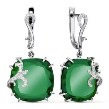 Серьги с кварцем и фианитами Линии Любви