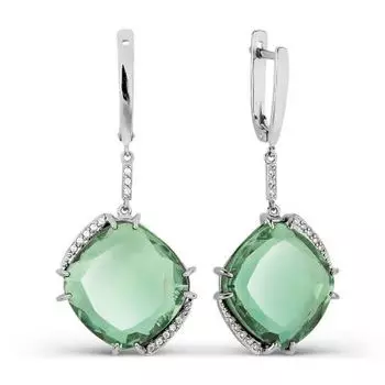 Серьги с кварцем и фианитами Линии Любви