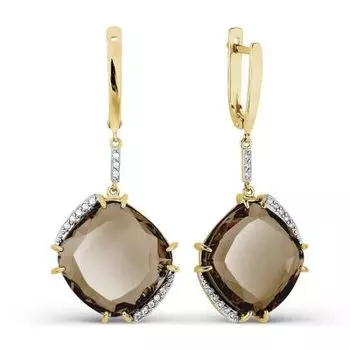 Серьги с кварцем и фианитами Линии Любви