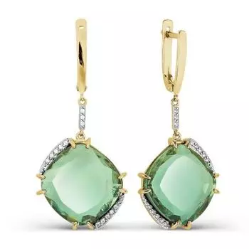 Серьги с кварцем и фианитами Линии Любви