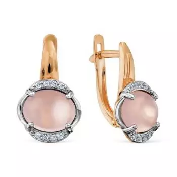 Серьги с кварцем и фианитами Линии Любви