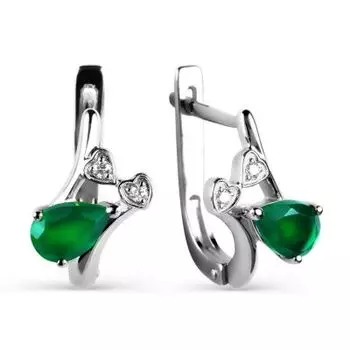 Серьги с ониксами и фианитами Линии Любви