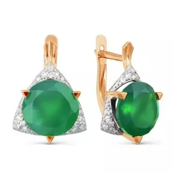 Серьги с ониксами и фианитами Линии Любви