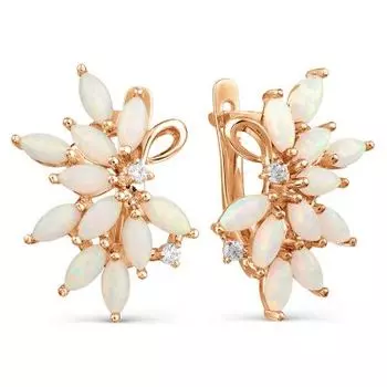 Серьги с опалами и фианитами Линии Любви