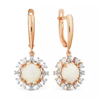 Серьги с опалами и фианитами Линии Любви