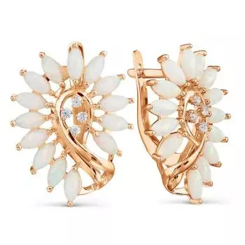 Серьги с опалами и фианитами Линии Любви