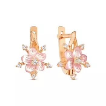 Серьги с перламутром и фианитами Линии Любви