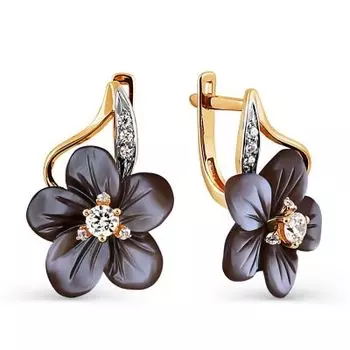 Серьги с перламутром и фианитами Линии Любви