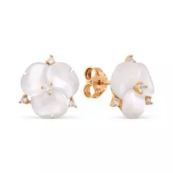 Серьги с перламутром и фианитами Линии Любви