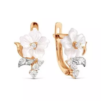 Серьги с перламутром и фианитами Линии Любви