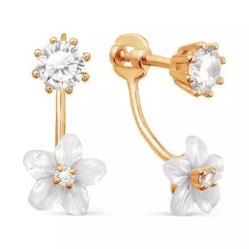 Серьги с перламутром и фианитами Линии Любви