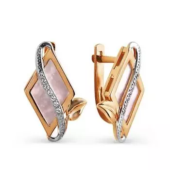 Серьги с перламутром и фианитами Линии Любви