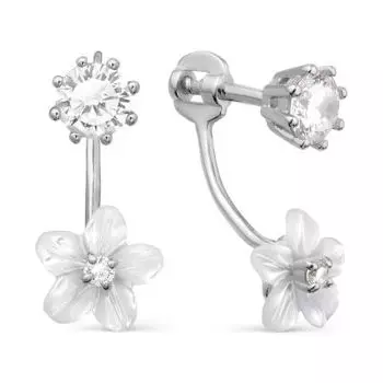 Серьги с перламутром и фианитами Линии Любви