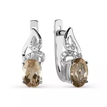 Серьги с раухтопазами и бриллиантами Линии Любви