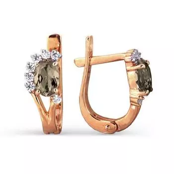 Серьги с раухтопазами и фианитами Линии Любви