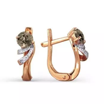 Серьги с раухтопазами и фианитами Линии Любви