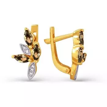 Серьги с раухтопазами и фианитами Линии Любви