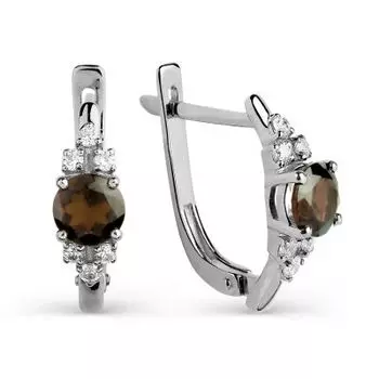 Серьги с раухтопазами и фианитами Линии Любви