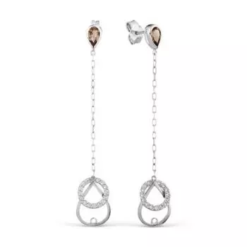 Серьги с раухтопазами и фианитами Линии Любви