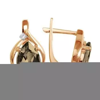 Серьги с раухтопазами и фианитами Линии Любви